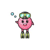 the yarn ball diver cartoon character vector