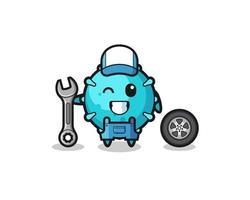 the virus character as a mechanic mascot vector