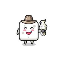 sugar cube zookeeper mascot with a parrot vector