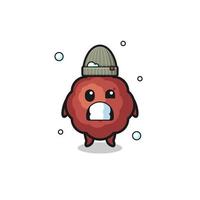 cute cartoon meatball with shivering expression vector