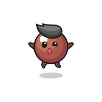 chocolate ball character is jumping gesture vector