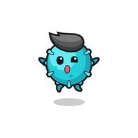 virus character is jumping gesture vector