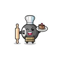 billiard as pastry chef mascot hold rolling pin vector