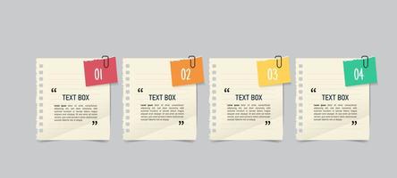 Text box design with note papers vector