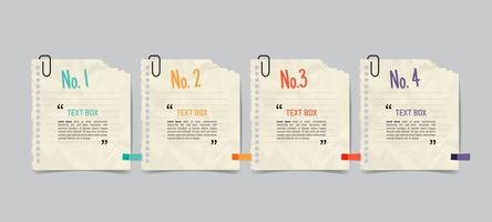 Text box design with notepapers mockup vector