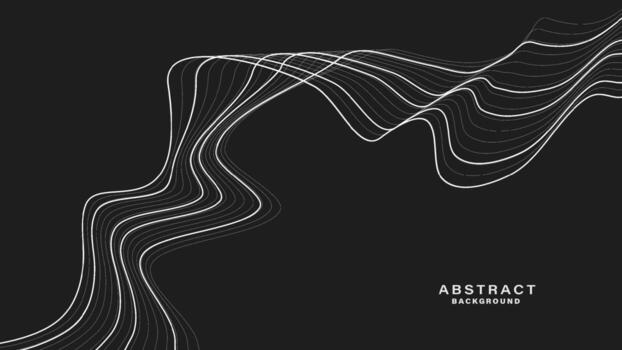 Dark abstract background with wavy lines. vector