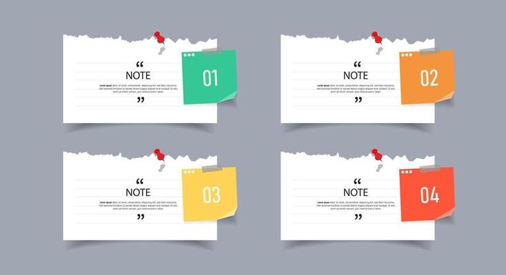 Notepaper sticker banner set