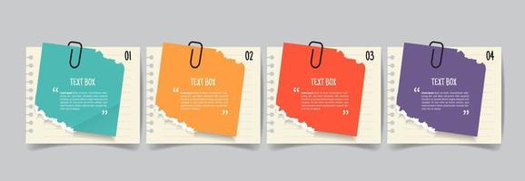 Text box design with notepapers mockup vector