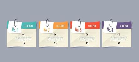Text box design with notepapers mockup vector