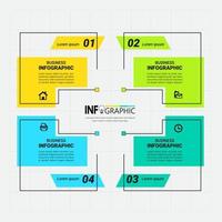 Linear flat infographic template vector