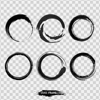 hand drawn circles frame with black brush strokes vector