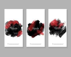 Set of vertical banner with abstract black ink watercolor splatter vector