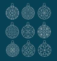 set of christmas bauble with geometric patterns vector