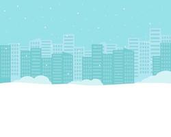 Snowy street. Urban winter landscape. Vector illustration flat design