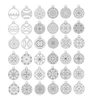 set of christmas bauble with geometric patterns vector