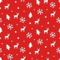 Red Christmas seamless pattern with reindeer and snowflakes vector