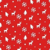 Red Christmas seamless pattern with reindeer and snowflakes vector