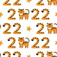 New year winter Seamless pattern with tiger vector