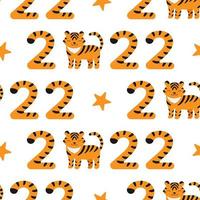 New year winter Seamless pattern with tiger vector