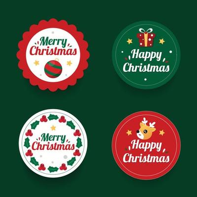 Flat design christmas stickers. Vector illutration.