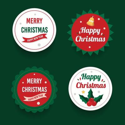 Flat design christmas stickers. Vector illutration.