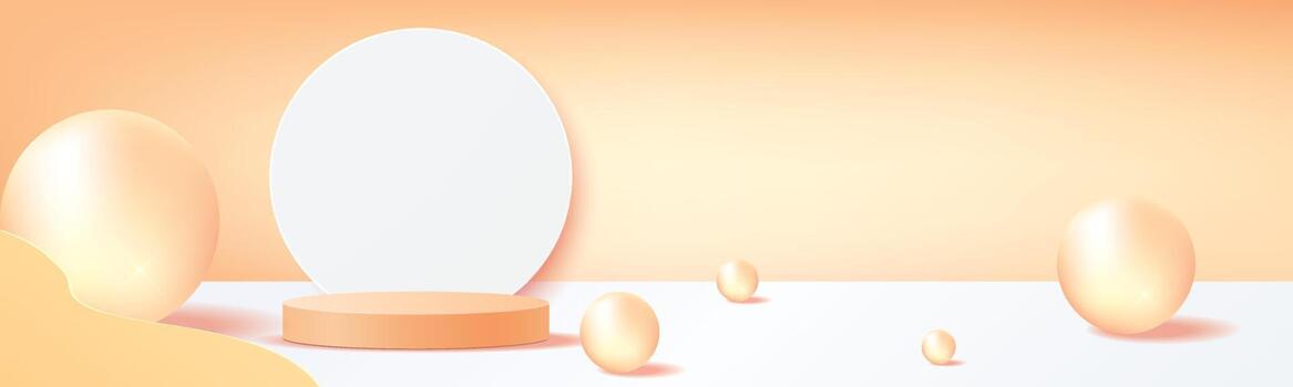 Maqueta de podio geométrico 3d concepto netural tropical de hoja para escaparate fondo amarillo presentación de producto de escena mínima abstracta vector