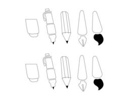 lineart illustration of drawing tools, simple lineart design of painting tools vector