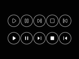 icono de reproductor de medios, icono de contorno, icono plano, botón de reproductor de medios vector
