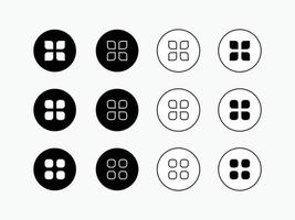 black and white buttons, menu icon vector