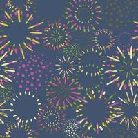 Vector seamless pattern with fireworks in variety of bright colors can be used for wallpaper, textile print, pattern fills, web, texture, wrapping paper, design presentation