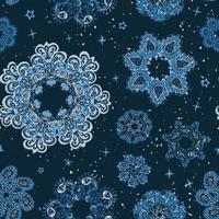 Vector modern seamless pattern with colorful hand draw illustration of snowflakes. Use it for wallpaper, textile print, fills, web page, surface textures, wrapping paper, design of presentation