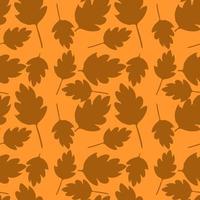 patrón de hojas de otoño sin fisuras. Ilustración de doodle con iconos de hojas de otoño sobre fondo naranja. patrón de hojas de otoño vintage, fondo de elementos dulces para su proyecto, menú, cafetería. vector