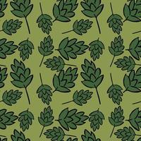 Seamless green leaves pattern. Doodle illustration with green leaves icons on white background. Vintage green leaves pattern, sweet elements background for your project, menu, cafe shop. vector