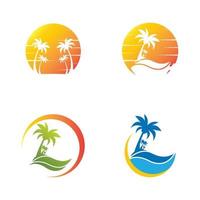 conjunto de iconos de logotipo de vector de verano de palmera