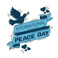 international peace day in ribbon vector