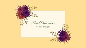 Set of vector floral elements flowers frames detailed greeting cards