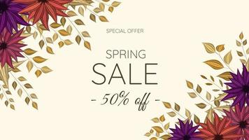 Abstract Natural Spring Sale floral Background social media promotion. vector