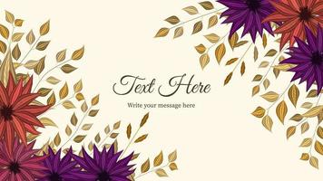 Colorful spring floral background template elegant flowers, leaves vector