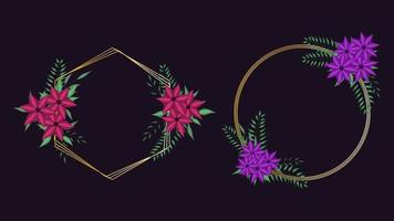 conjunto de elementos florales vectoriales marcos de flores tarjetas de felicitación detalladas vector