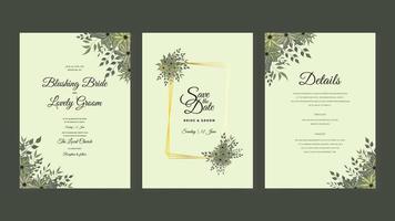 Marriage invitation card cute flowers Wedding floral vector template