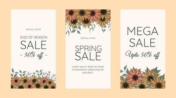 Bundle Story Kit Set of Social Media Instagram Floral Flowers Stories vector