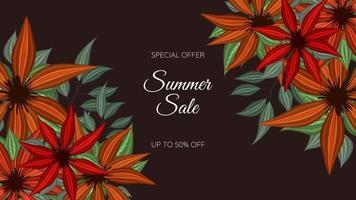 Summer Sale promo web banner. multicolour editable floral flower frame vector