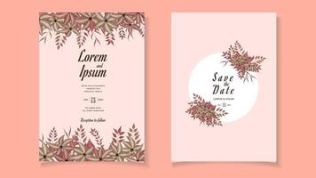 tarjeta de invitación de boda marco flores establecer guardar la fecha, rsvp gracias vector