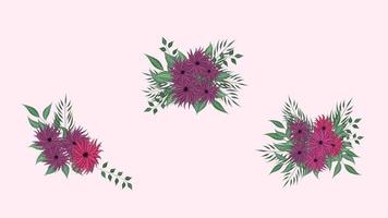 Floral arrangement bunch isolated beautiful flowers design elements vector