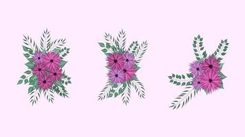 Set of floral branches. Colorful flowers arrangement bouquet Wedding vector