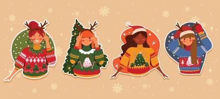 Ugly Sweater Sticker vector