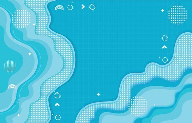 Blue Memphis Background with Wave Shape