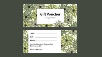 Two sides Abstract creative floral Gift voucher certificate offer. vector