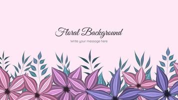 Horizontal floral banner background decorated with flowers border vector