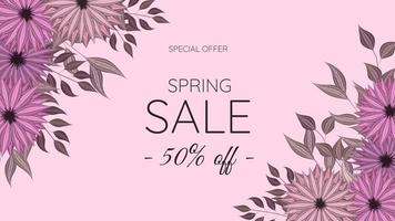 Abstract Natural Spring Sale floral Background social media promotion. vector